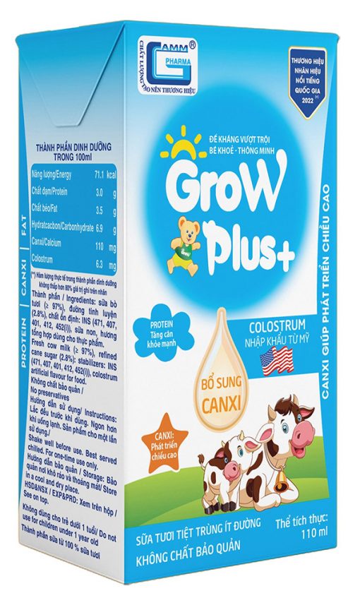 Sữa tươi tiệt trùng ít đường Grow Plus+ - Hình ảnh 2